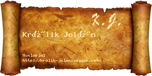 Králik Jolán névjegykártya